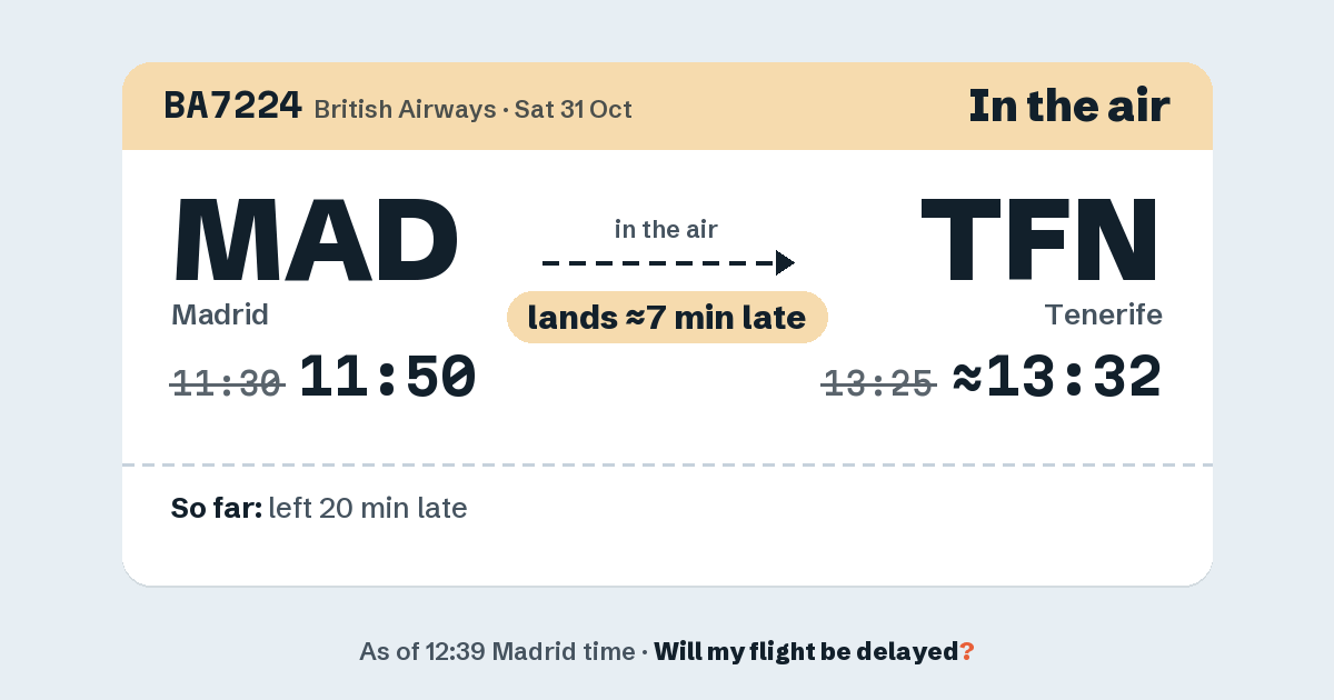 Link preview: BA7224 lands about 13:32