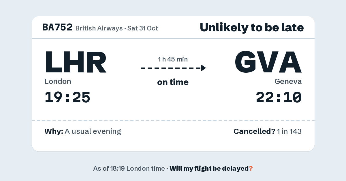 Link preview: BA752 lands about 22:06