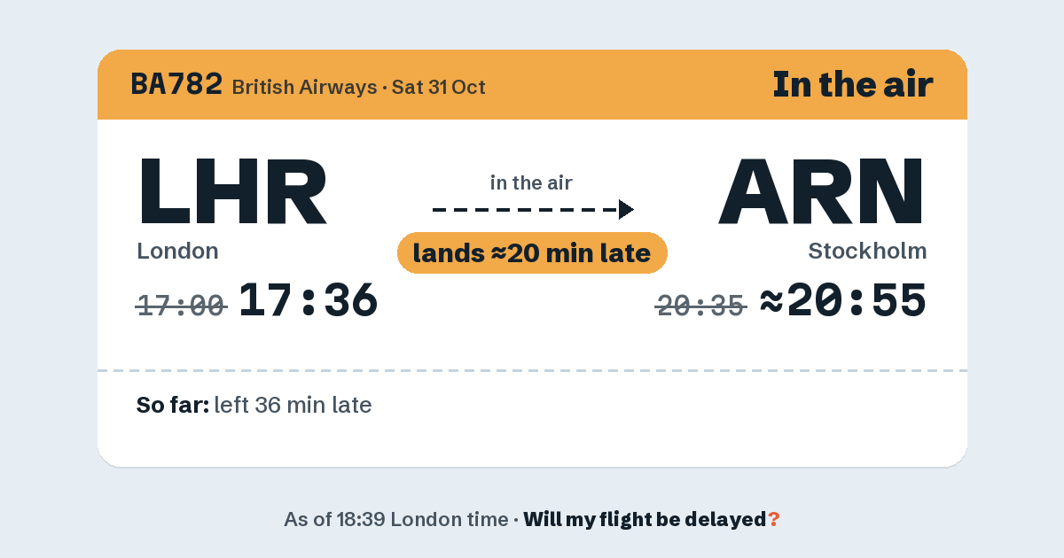 Link preview: BA782 lands about 20:55