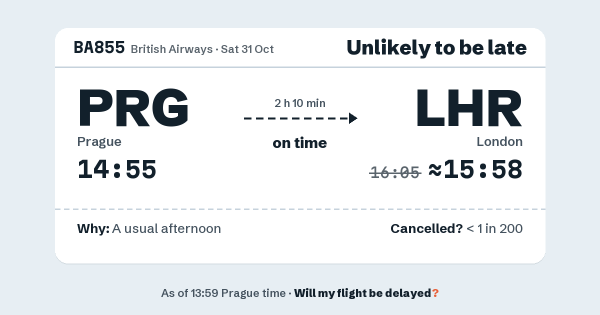 Link preview: BA855 lands about 15:58