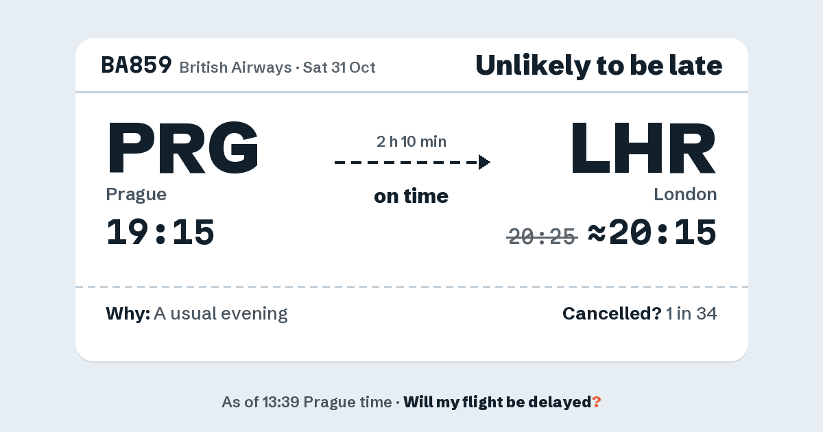 Link preview: BA859 lands about 20:15