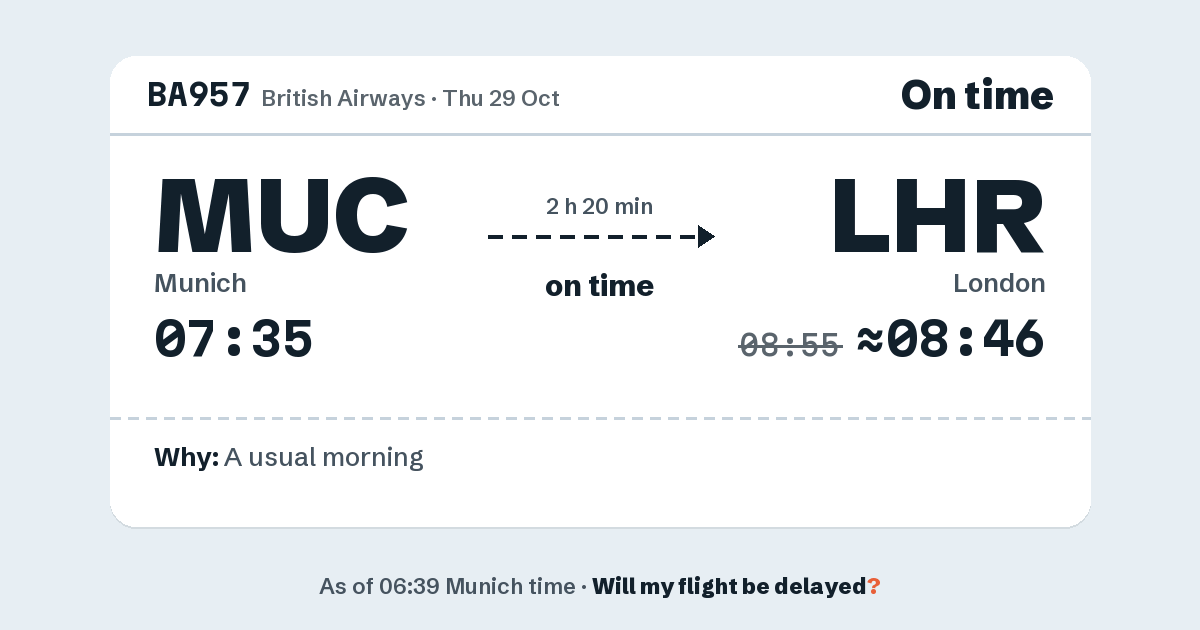Link preview: BA957 lands about 08:46