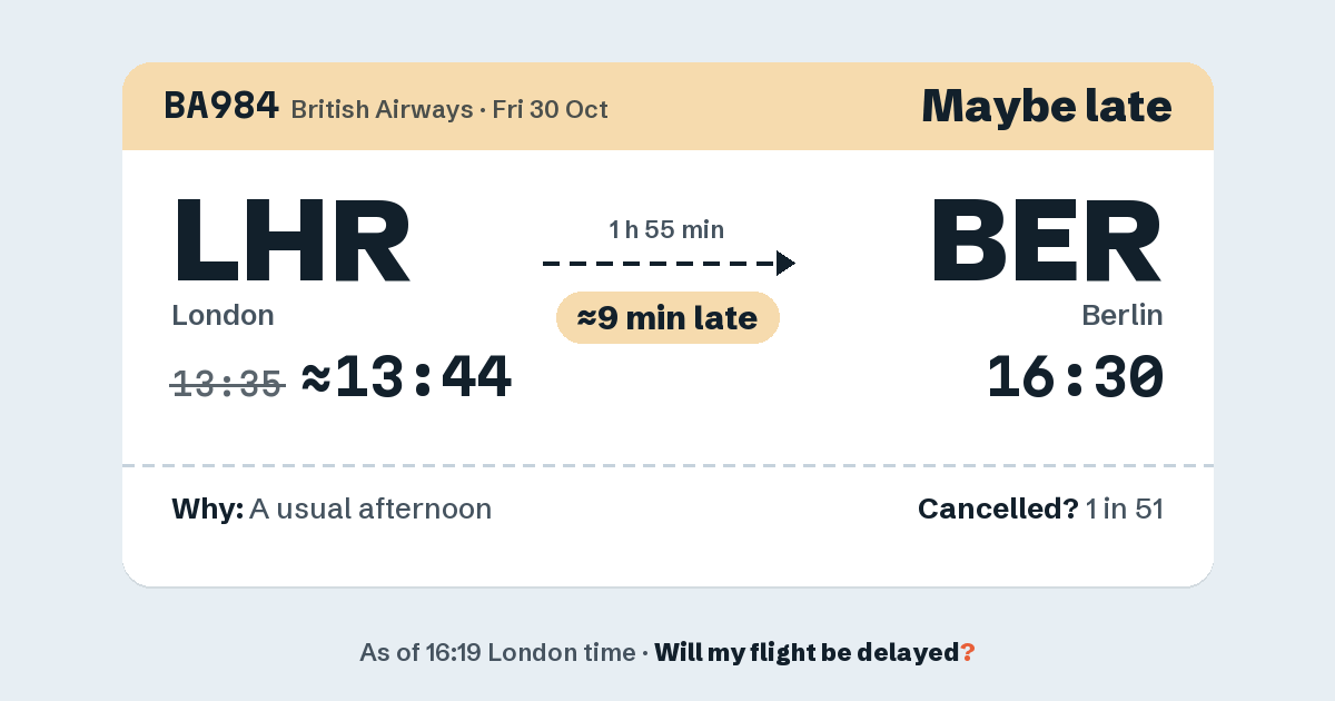 Link preview: BA984 lands about 16:31