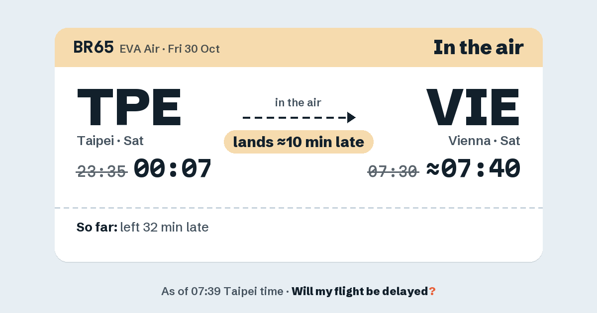 Link preview: BR65 lands about 07:42