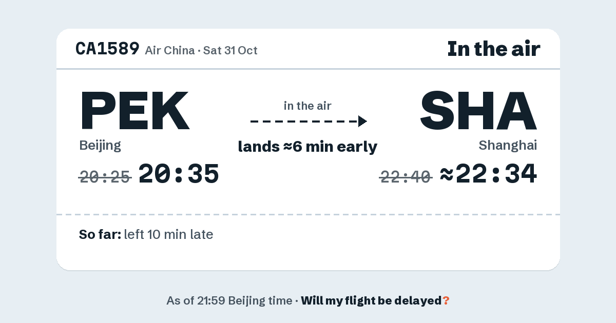 Link preview: CA1589 lands about 22:34