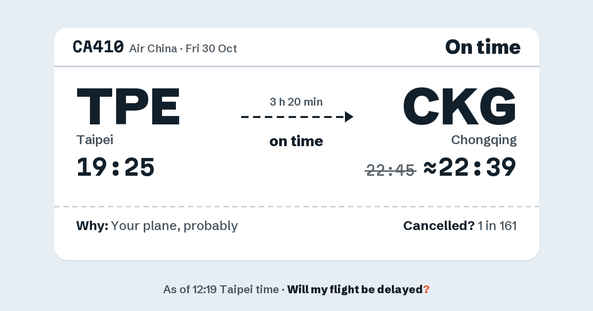 Link preview: CA410 lands about 22:39