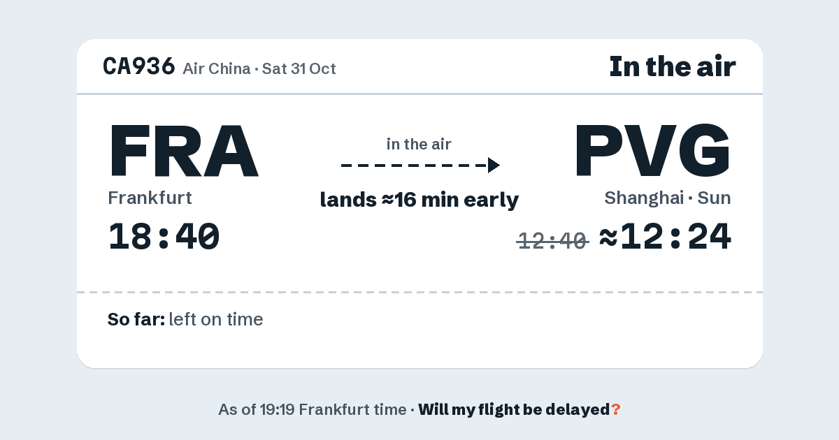 Link preview: CA936 lands about 12:24