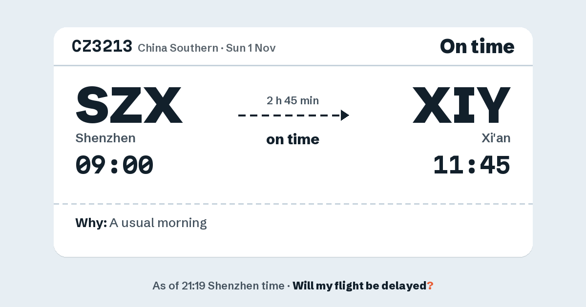Link preview: CZ3213 lands about 11:41