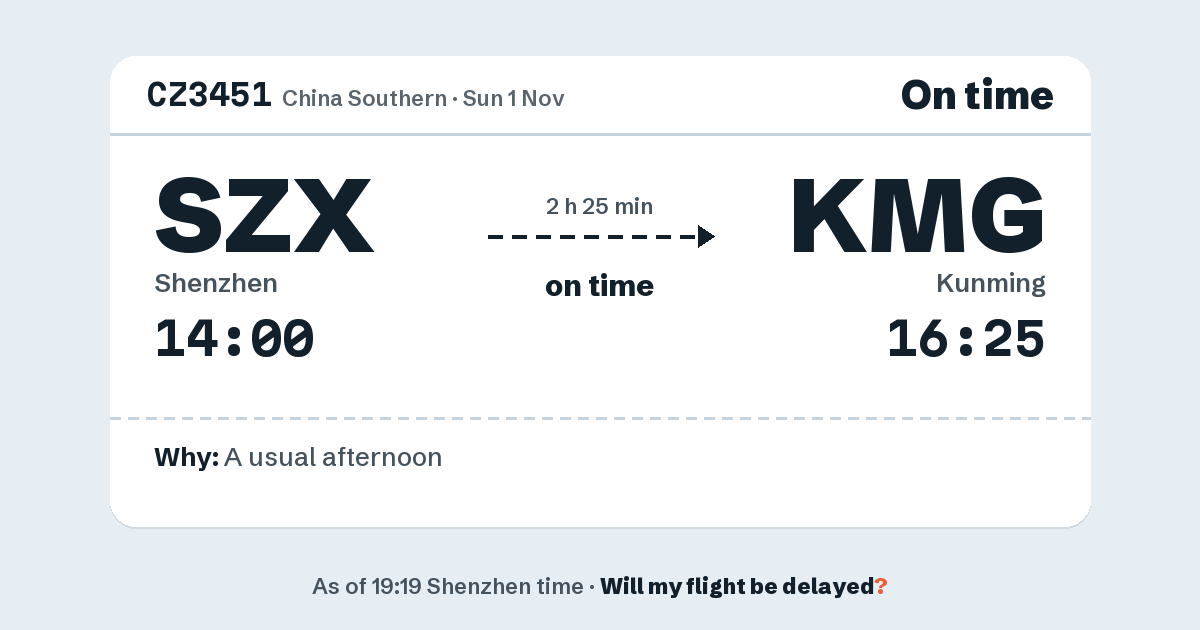 Link preview: CZ3451 lands about 16:21
