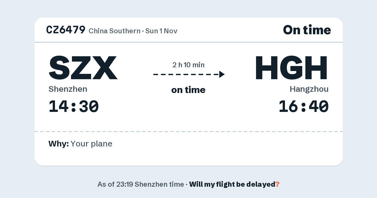Link preview: CZ6479 lands about 16:37