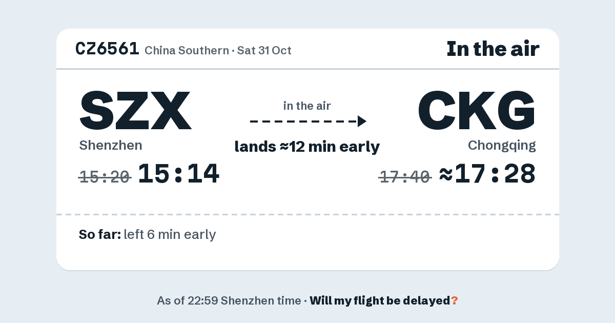 Link preview: CZ6561 lands about 17:28