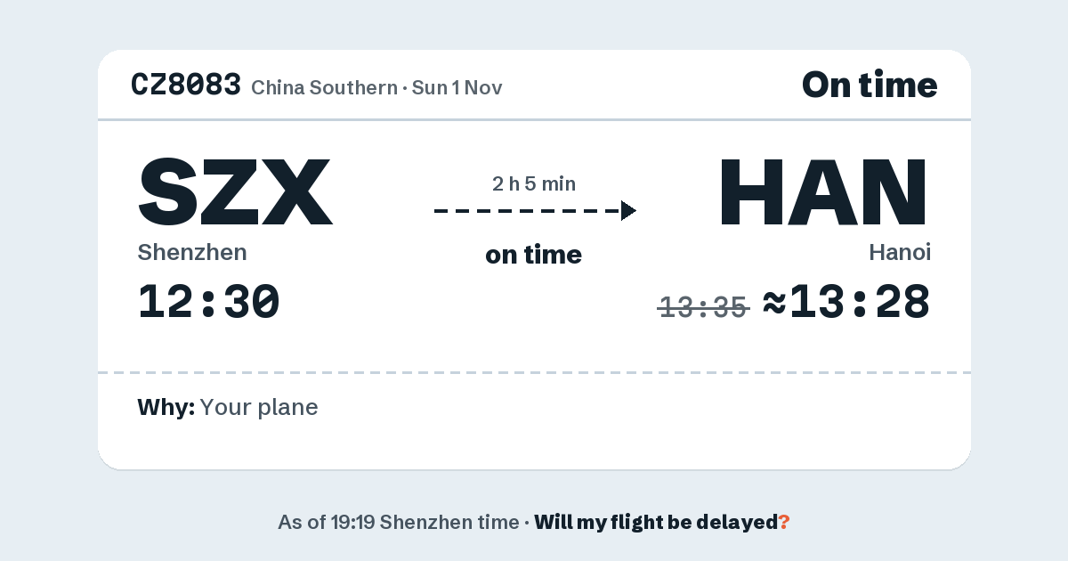 Link preview: CZ8083 lands about 13:28