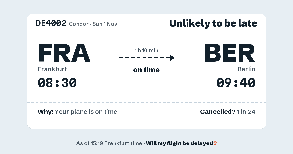 Link preview: DE4002 lands about 09:37