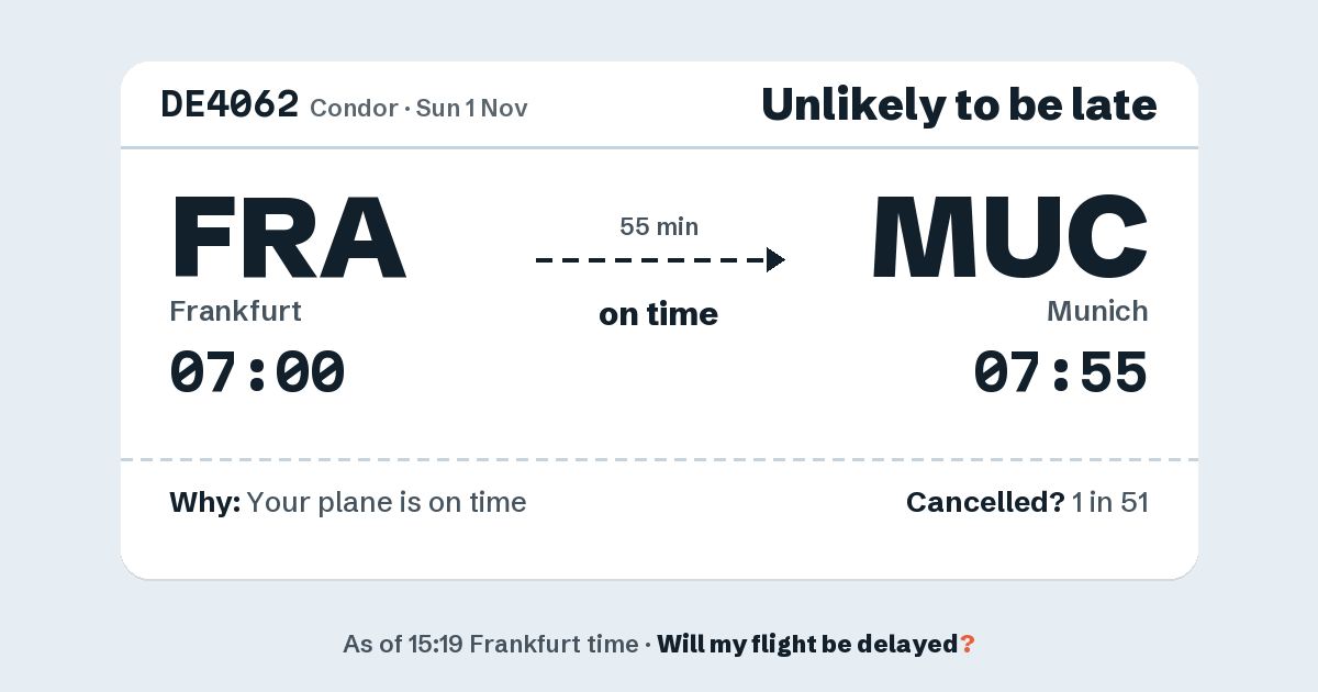 Link preview: DE4062 lands about 07:55