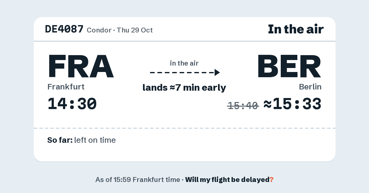 Link preview: DE4087 lands about 15:33