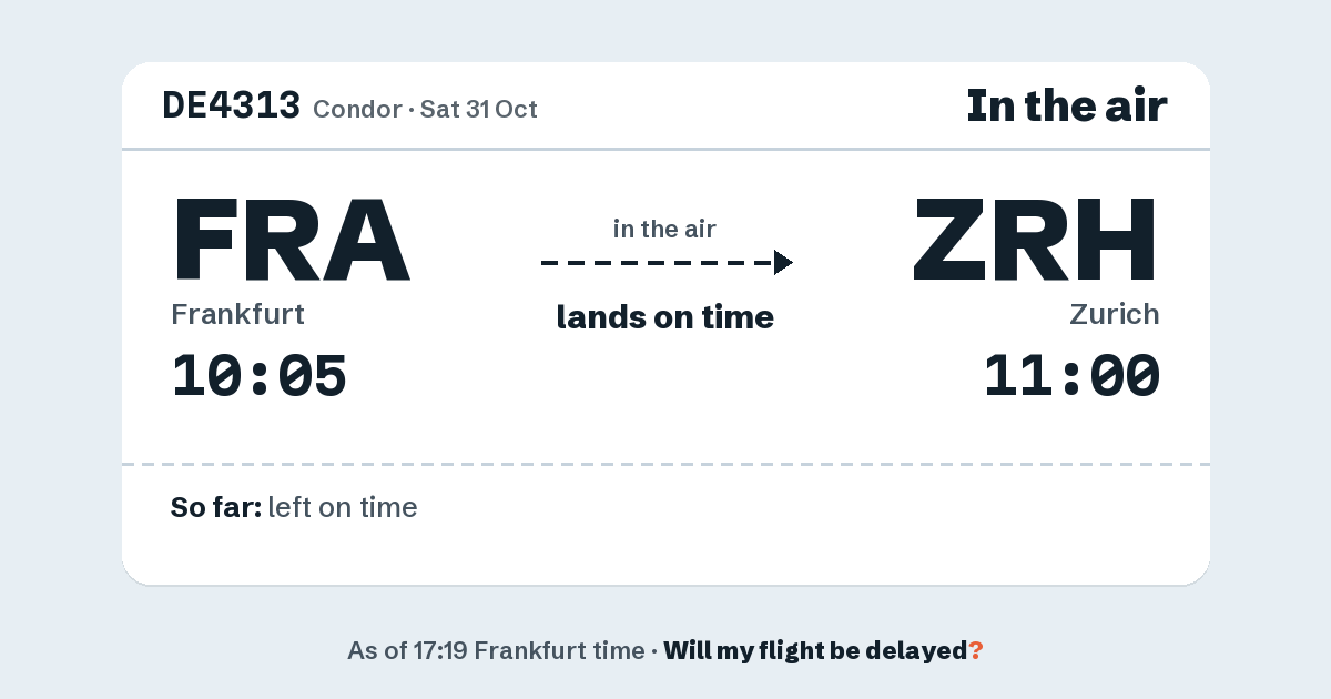 Link preview: DE4313 lands about 10:57