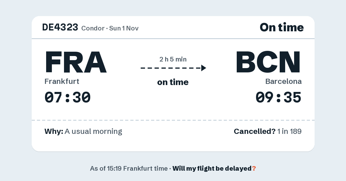 Link preview: DE4323 lands about 09:33