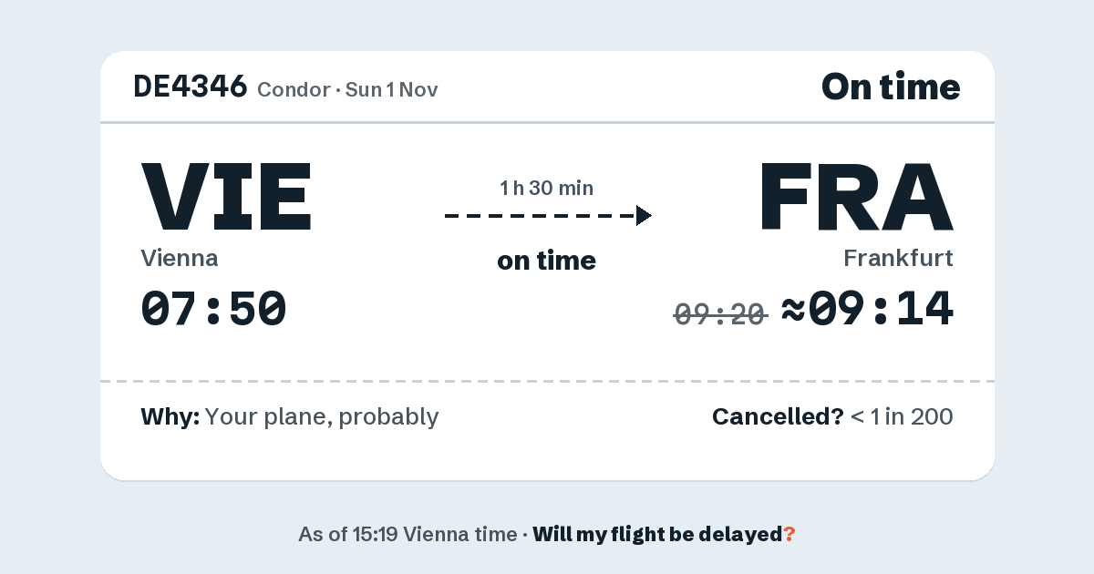 Link preview: DE4346 lands about 09:14