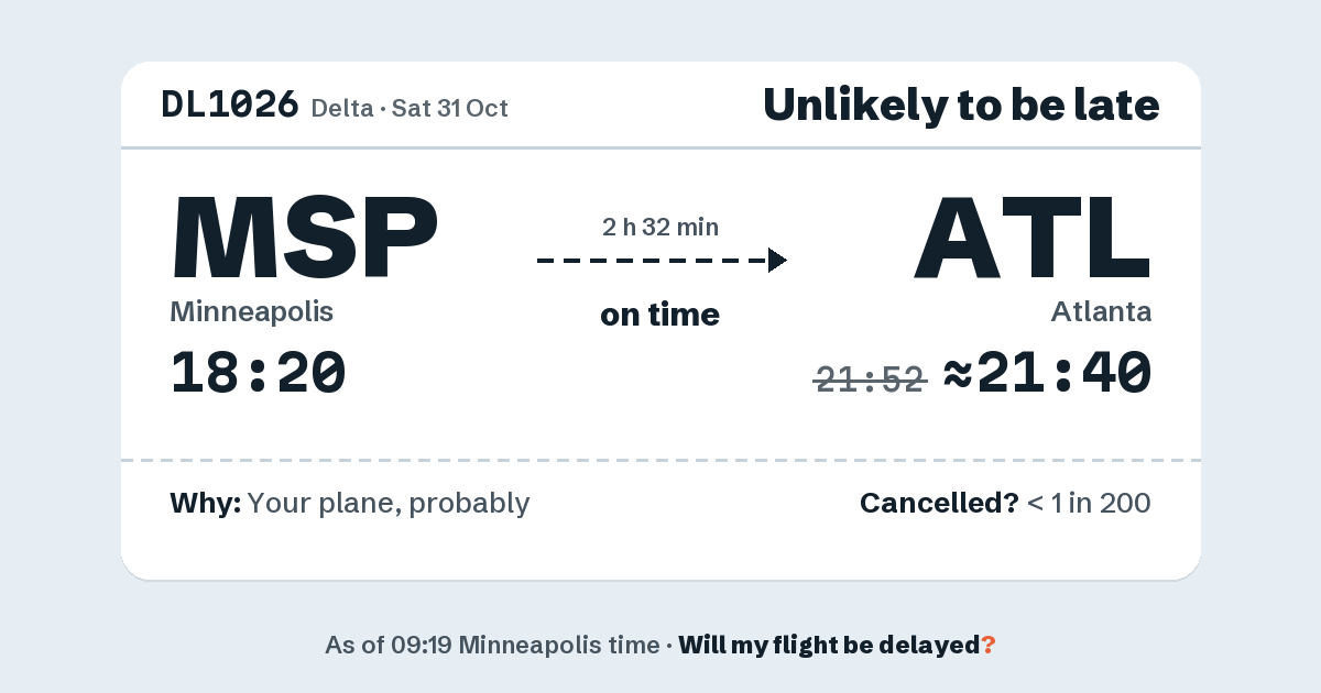 Link preview: DL1026 lands about 21:40