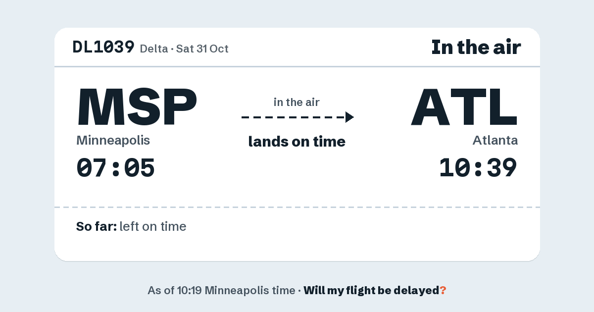 Link preview: DL1039 lands about 10:35
