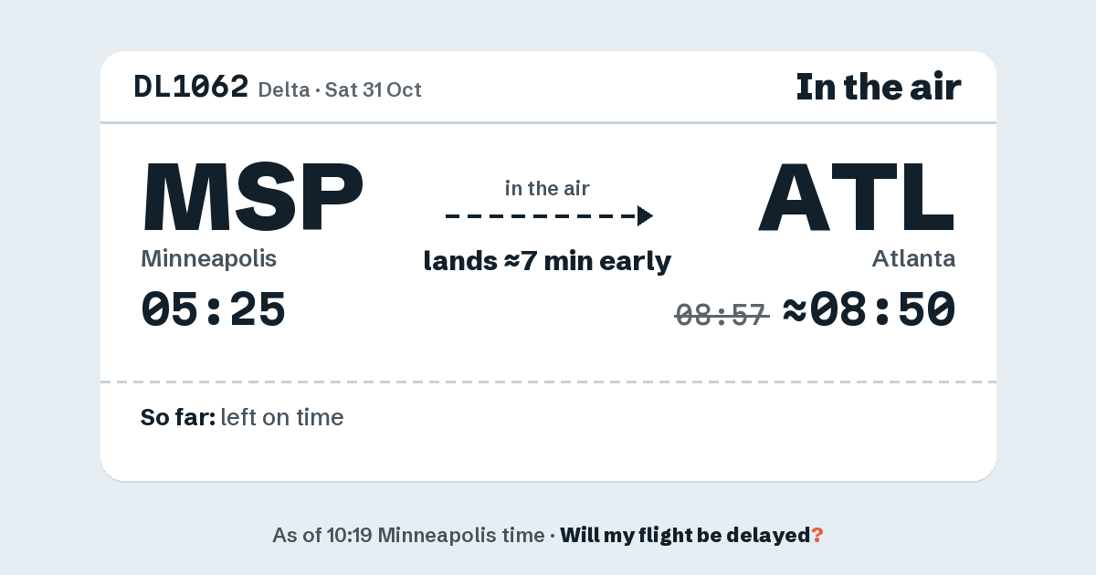 Link preview: DL1062 lands about 08:50