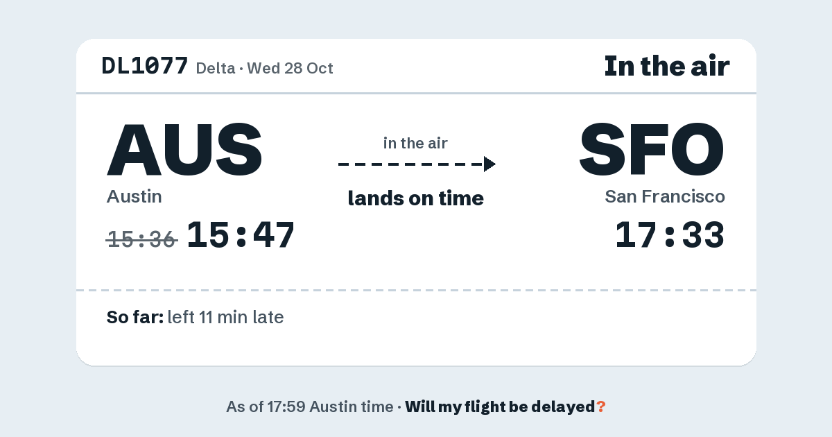 Link preview: DL1077 lands about 17:33
