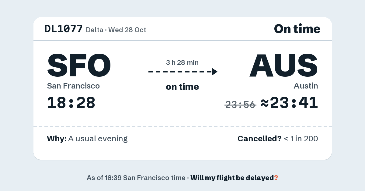 Link preview: DL1077 lands about 23:41