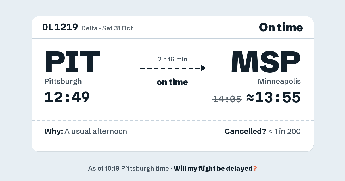 Link preview: DL1219 lands about 13:55