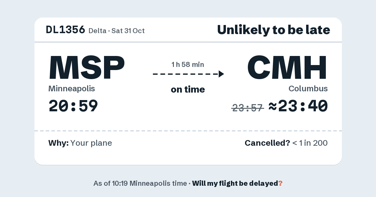 Link preview: DL1356 lands about 23:40