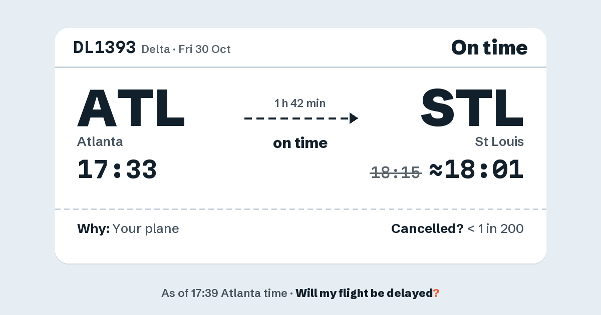 Link preview: DL1393 lands about 18:01