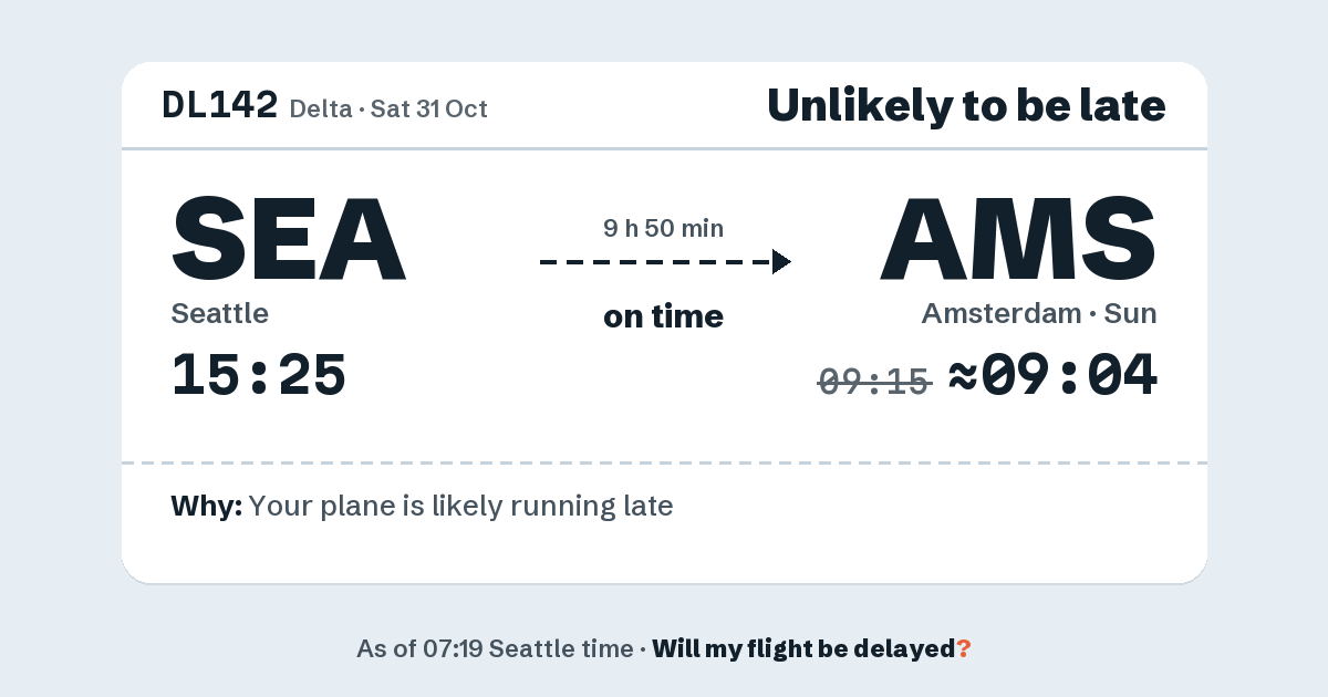 Link preview: DL142 lands about 09:04
