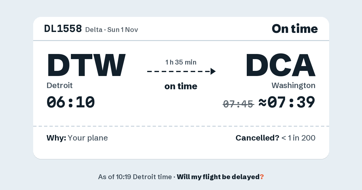 Link preview: DL1558 lands about 07:39