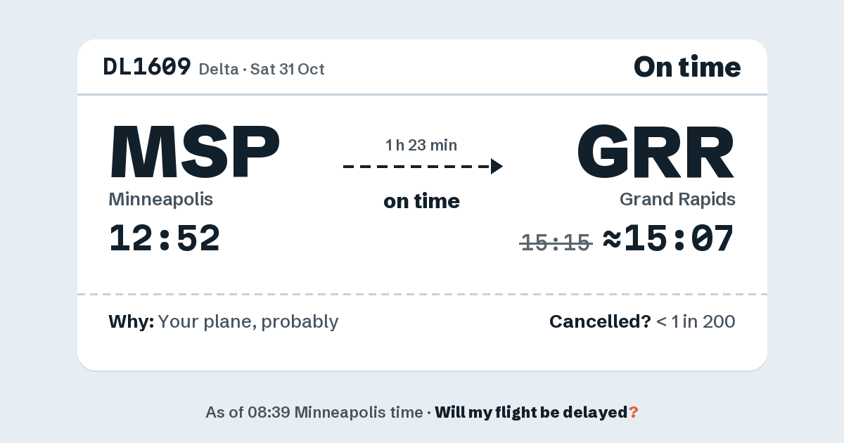 Link preview: DL1609 lands about 15:07