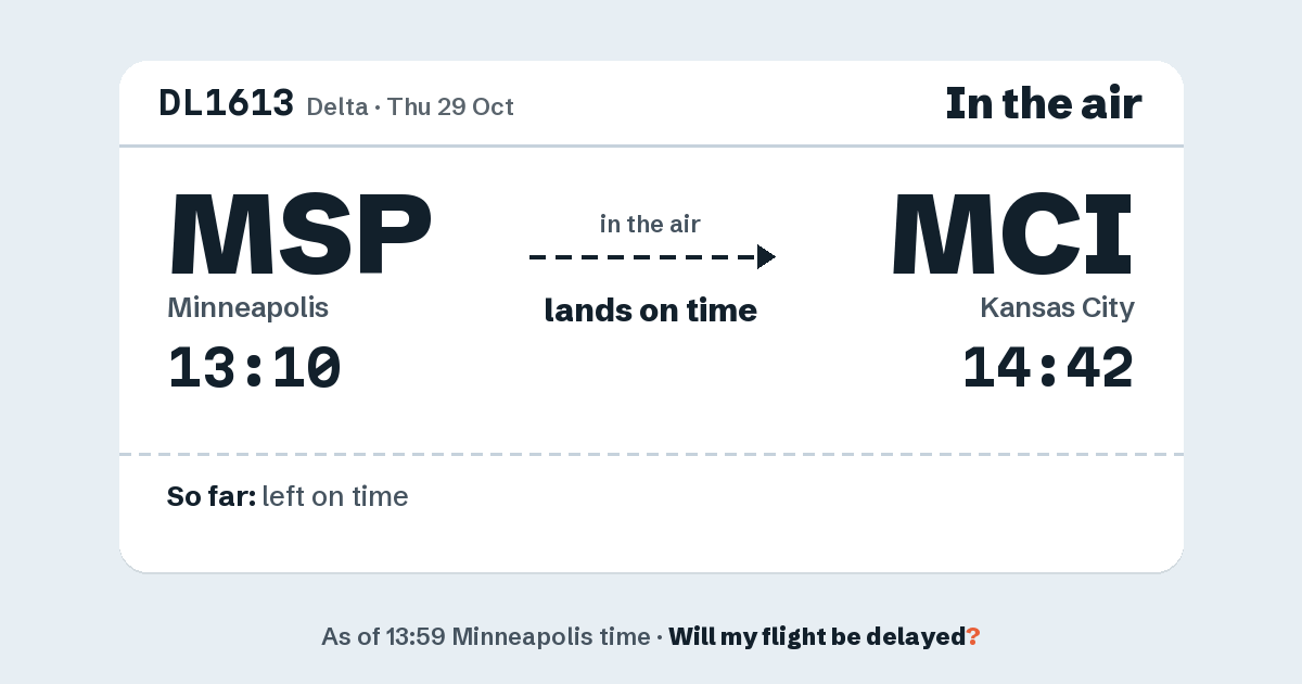 Link preview: DL1613 lands about 14:41
