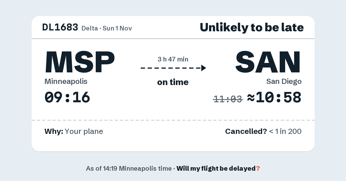Link preview: DL1683 lands about 10:58