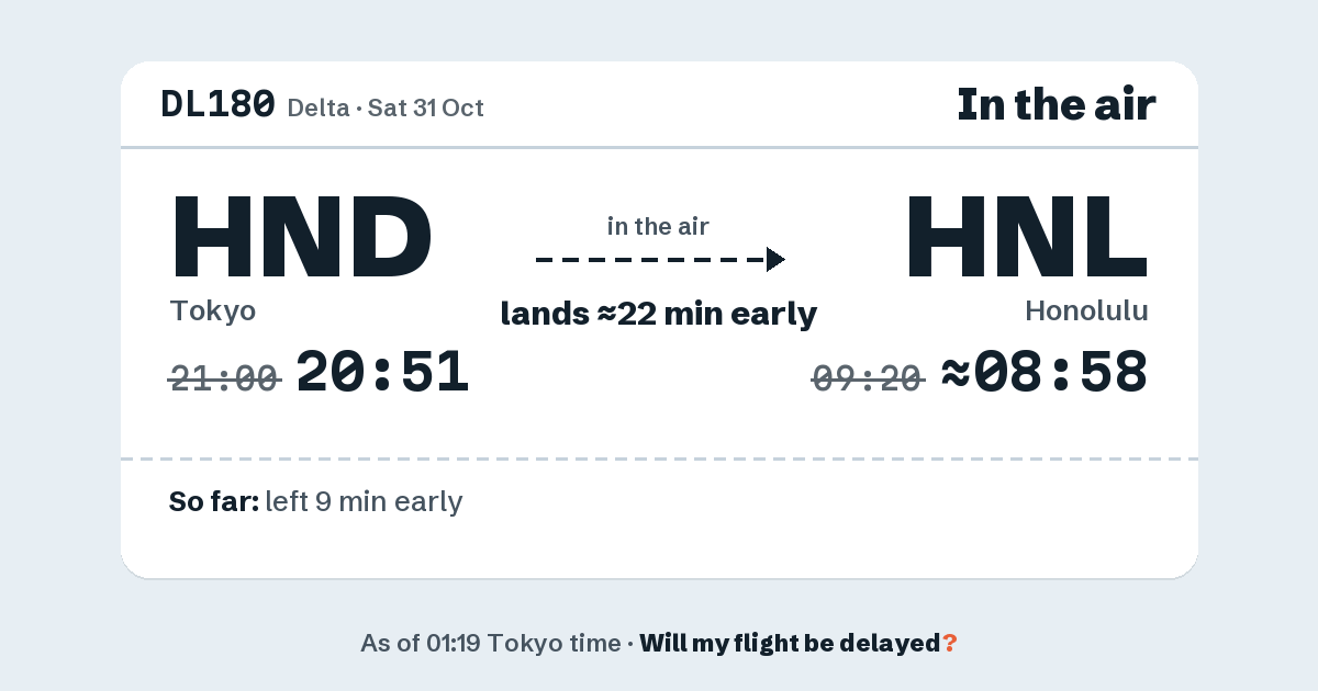 Link preview: DL180 lands about 08:58