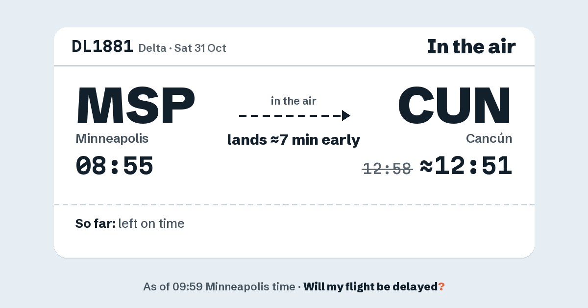 Link preview: DL1881 lands about 12:51
