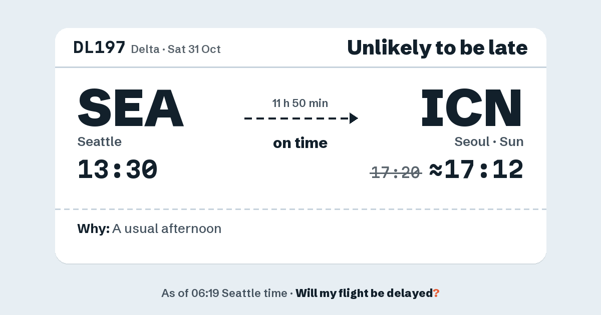 Link preview: DL197 lands about 17:12