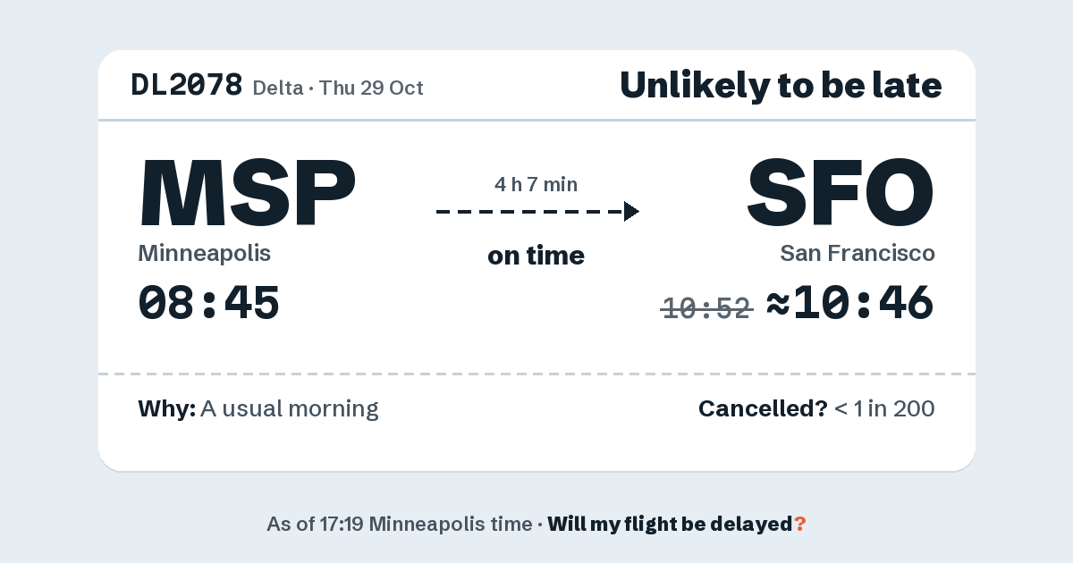 Link preview: DL2078 lands about 10:46
