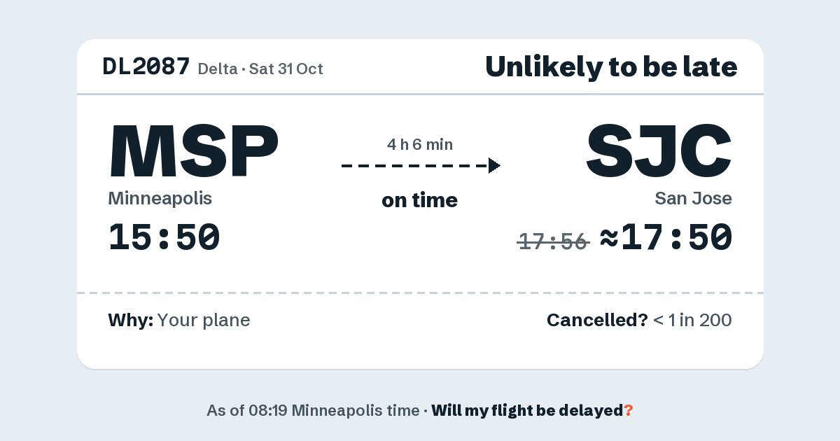 Link preview: DL2087 lands about 17:50