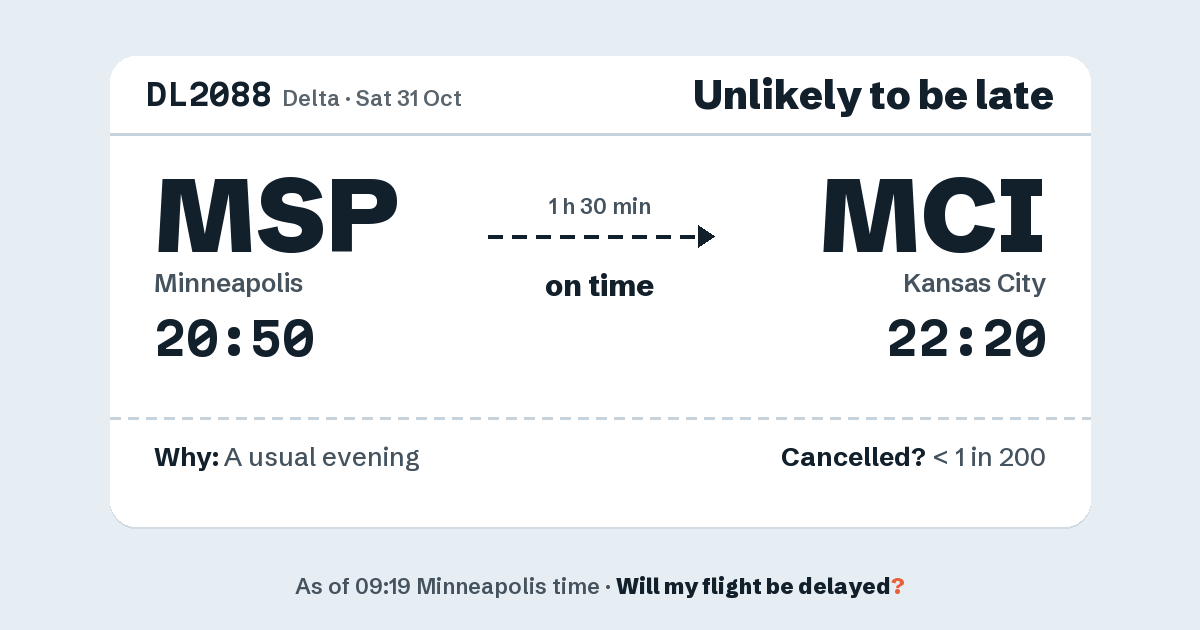 Link preview: DL2088 lands about 22:20
