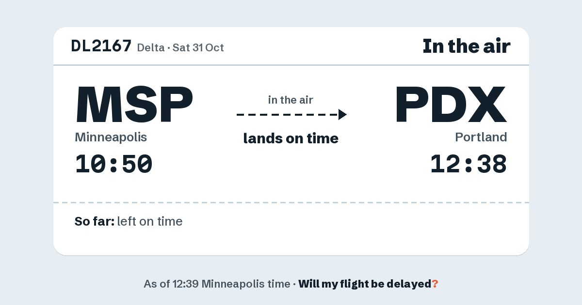 Link preview: DL2167 lands about 12:34