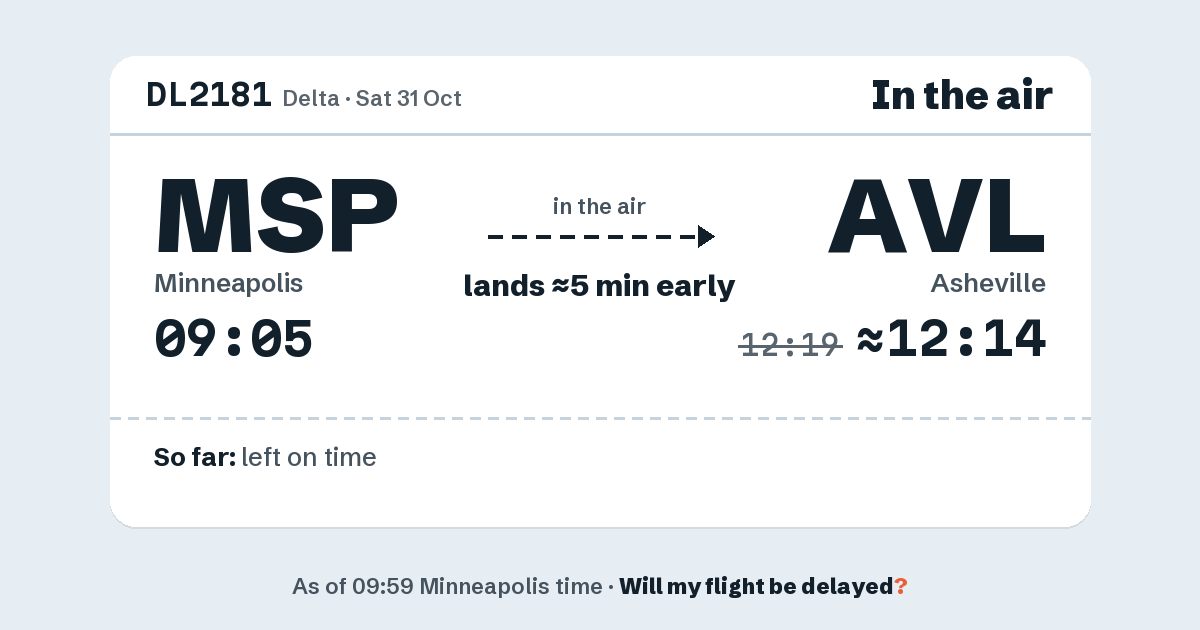 Link preview: DL2181 lands about 12:14