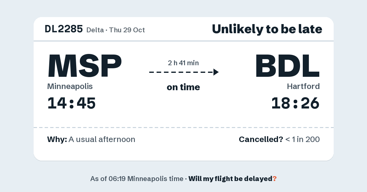 Link preview: DL2285 lands about 18:25