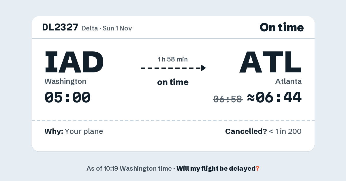 Link preview: DL2327 lands about 06:44