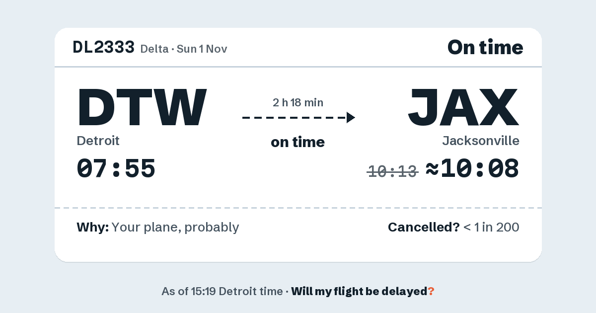 Link preview: DL2333 lands about 10:08