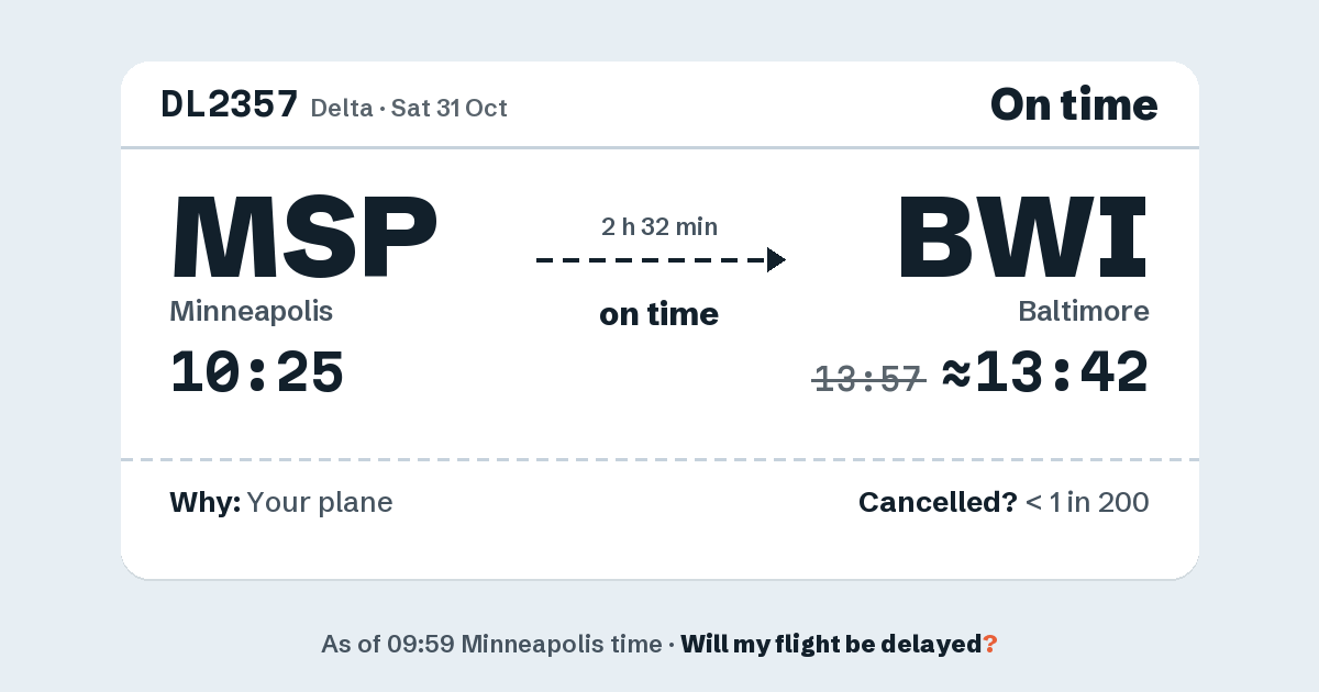 Link preview: DL2357 lands about 13:42