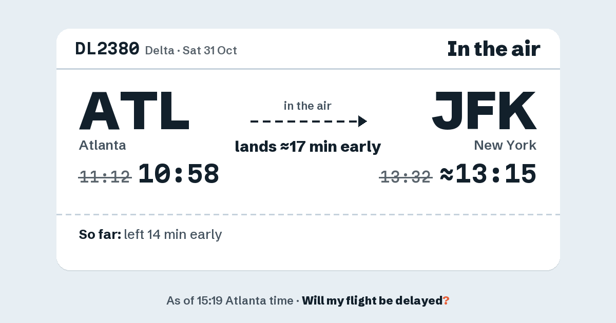 Link preview: DL2380 lands about 13:15