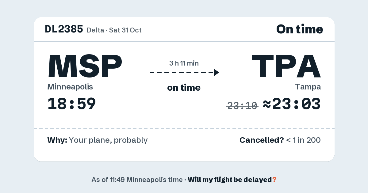 Link preview: DL2385 lands about 23:03