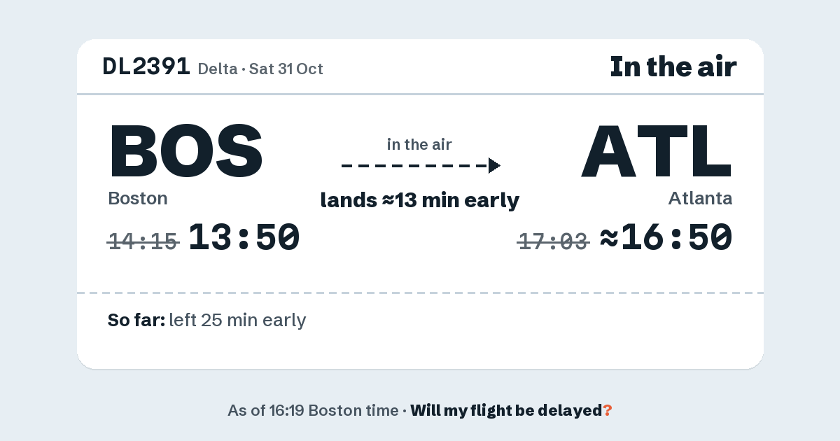 Link preview: DL2391 lands about 16:50